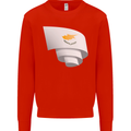 Curled Cyprus Flag Cypriot Day Football Mens Sweatshirt Jumper Bright Red