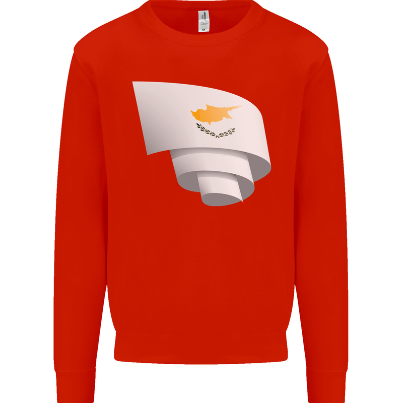Curled Cyprus Flag Cypriot Day Football Mens Sweatshirt Jumper Bright Red