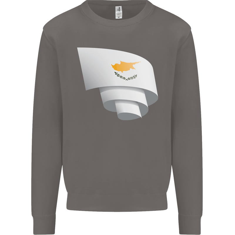 Curled Cyprus Flag Cypriot Day Football Mens Sweatshirt Jumper Charcoal