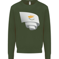 Curled Cyprus Flag Cypriot Day Football Mens Sweatshirt Jumper Forest Green