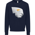 Curled Cyprus Flag Cypriot Day Football Mens Sweatshirt Jumper Navy Blue
