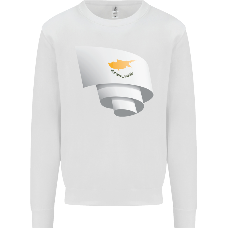 Curled Cyprus Flag Cypriot Day Football Mens Sweatshirt Jumper White