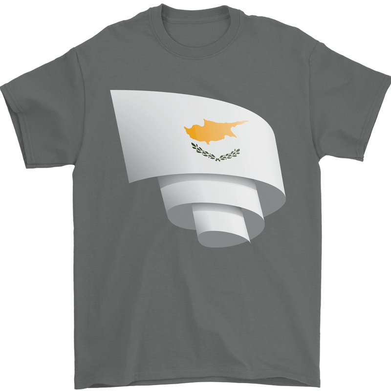 Curled Cyprus Flag Cypriot Day Football Mens T-Shirt 100% Cotton Charcoal