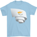 Curled Cyprus Flag Cypriot Day Football Mens T-Shirt 100% Cotton Light Blue