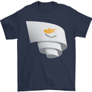 Curled Cyprus Flag Cypriot Day Football Mens T-Shirt 100% Cotton Navy Blue