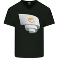 Curled Cyprus Flag Cypriot Day Football Mens V-Neck Cotton T-Shirt Black
