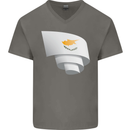 Curled Cyprus Flag Cypriot Day Football Mens V-Neck Cotton T-Shirt Charcoal