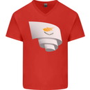 Curled Cyprus Flag Cypriot Day Football Mens V-Neck Cotton T-Shirt Red