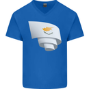 Curled Cyprus Flag Cypriot Day Football Mens V-Neck Cotton T-Shirt Royal Blue
