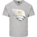 Curled Cyprus Flag Cypriot Day Football Mens V-Neck Cotton T-Shirt Sports Grey