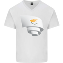 Curled Cyprus Flag Cypriot Day Football Mens V-Neck Cotton T-Shirt White