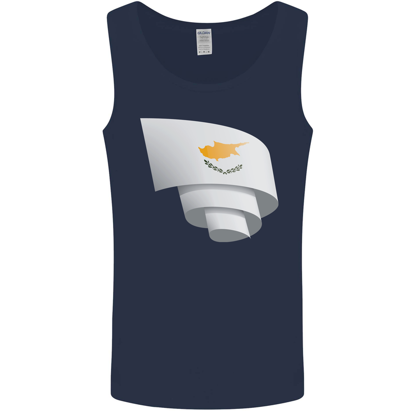 Curled Cyprus Flag Cypriot Day Football Mens Vest Tank Top Navy Blue