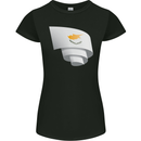 Curled Cyprus Flag Cypriot Day Football Womens Petite Cut T-Shirt Black