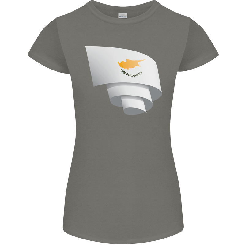 Curled Cyprus Flag Cypriot Day Football Womens Petite Cut T-Shirt Charcoal