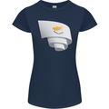 Curled Cyprus Flag Cypriot Day Football Womens Petite Cut T-Shirt Navy Blue