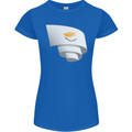Curled Cyprus Flag Cypriot Day Football Womens Petite Cut T-Shirt Royal Blue