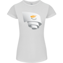 Curled Cyprus Flag Cypriot Day Football Womens Petite Cut T-Shirt White