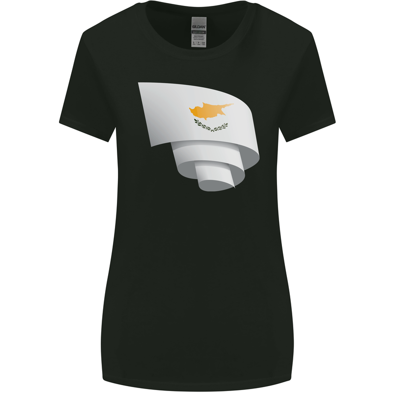 Curled Cyprus Flag Cypriot Day Football Womens Wider Cut T-Shirt Black