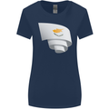 Curled Cyprus Flag Cypriot Day Football Womens Wider Cut T-Shirt Navy Blue
