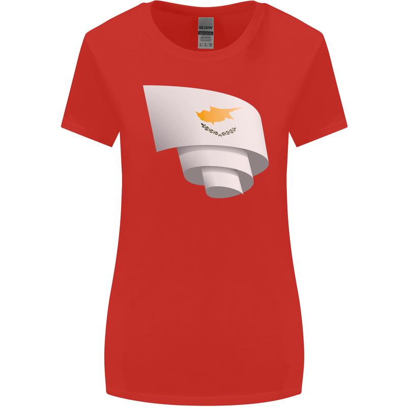Curled Cyprus Flag Cypriot Day Football Womens Wider Cut T-Shirt Red