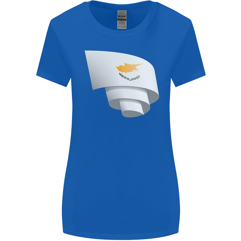 Curled Cyprus Flag Cypriot Day Football Womens Wider Cut T-Shirt Royal Blue