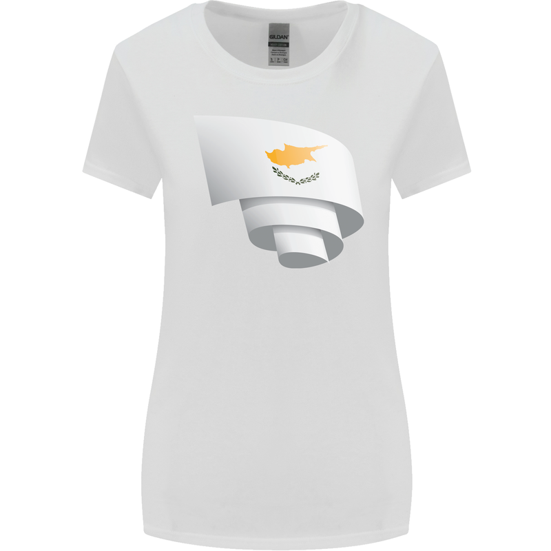 Curled Cyprus Flag Cypriot Day Football Womens Wider Cut T-Shirt White