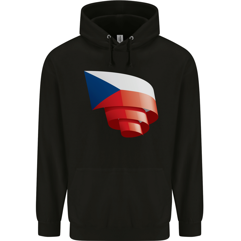 Curled Czechia Flag Czech Republic Day Football Childrens Kids Hoodie Black
