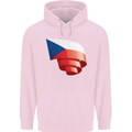 Curled Czechia Flag Czech Republic Day Football Childrens Kids Hoodie Light Pink