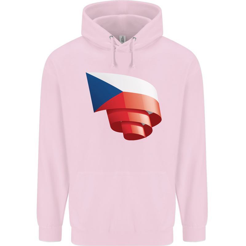 Curled Czechia Flag Czech Republic Day Football Childrens Kids Hoodie Light Pink