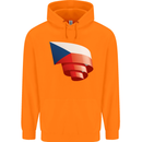Curled Czechia Flag Czech Republic Day Football Childrens Kids Hoodie Orange