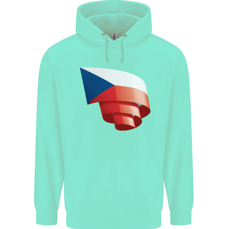 Curled Czechia Flag Czech Republic Day Football Childrens Kids Hoodie Peppermint