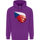Curled Czechia Flag Czech Republic Day Football Childrens Kids Hoodie Purple