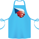 Curled Czechia Flag Czech Republic Day Football Cotton Apron 100% Organic Turquoise
