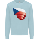 Curled Czechia Flag Czech Republic Day Football Kids Sweatshirt Jumper Light Blue
