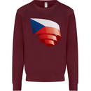 Curled Czechia Flag Czech Republic Day Football Kids Sweatshirt Jumper Maroon