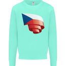 Curled Czechia Flag Czech Republic Day Football Kids Sweatshirt Jumper Peppermint