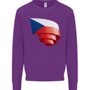 Curled Czechia Flag Czech Republic Day Football Kids Sweatshirt Jumper Purple