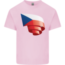 Curled Czechia Flag Czech Republic Day Football Kids T-Shirt Childrens Light Pink