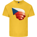 Curled Czechia Flag Czech Republic Day Football Kids T-Shirt Childrens Yellow