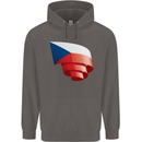 Curled Czechia Flag Czech Republic Day Football Mens 80% Cotton Hoodie Charcoal