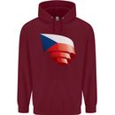 Curled Czechia Flag Czech Republic Day Football Mens 80% Cotton Hoodie Maroon