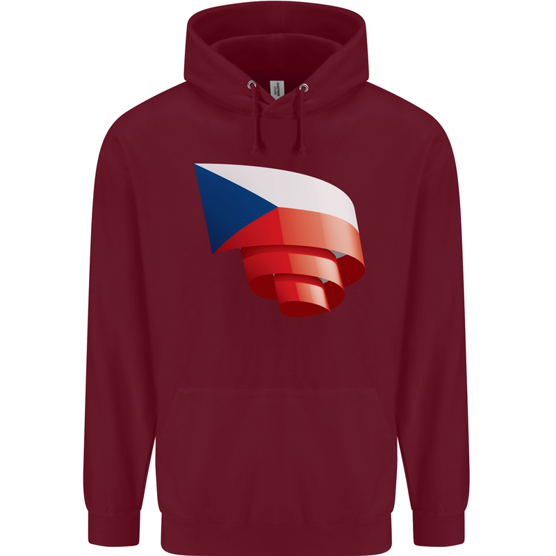 Curled Czechia Flag Czech Republic Day Football Mens 80% Cotton Hoodie Maroon