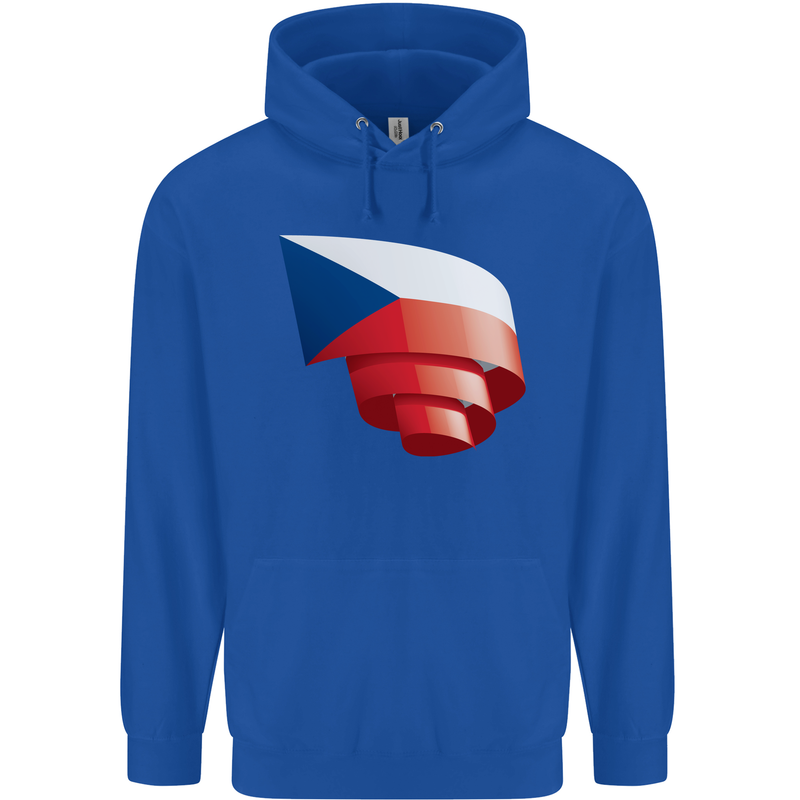 Curled Czechia Flag Czech Republic Day Football Mens 80% Cotton Hoodie Royal Blue
