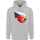 Curled Czechia Flag Czech Republic Day Football Mens 80% Cotton Hoodie Sports Grey