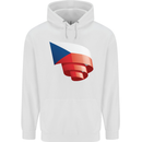 Curled Czechia Flag Czech Republic Day Football Mens 80% Cotton Hoodie White