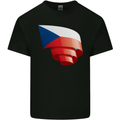 Curled Czechia Flag Czech Republic Day Football Mens Cotton T-Shirt Tee Top Black
