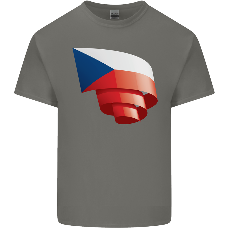 Curled Czechia Flag Czech Republic Day Football Mens Cotton T-Shirt Tee Top Charcoal