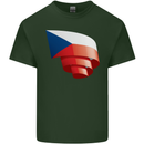 Curled Czechia Flag Czech Republic Day Football Mens Cotton T-Shirt Tee Top Forest Green