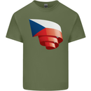 Curled Czechia Flag Czech Republic Day Football Mens Cotton T-Shirt Tee Top Military Green