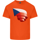 Curled Czechia Flag Czech Republic Day Football Mens Cotton T-Shirt Tee Top Orange